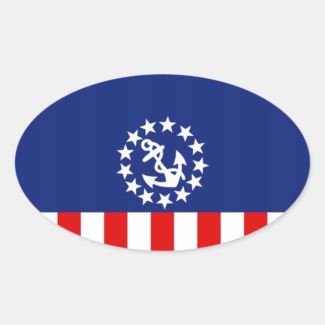 Nautical American Yacht Flag is at the Marina Oval Sticker (Front)