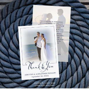 Nautical Anchor 2 Photo Wedding Script Thank You Card