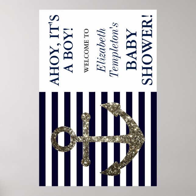 Nautical Anchor Ahoy It's a Boy Welcome Poster (Front)
