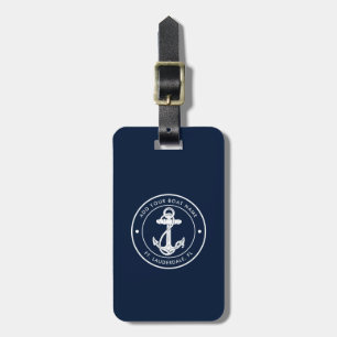 Nautical Anchor and Boat Name Minimalist Luggage Tag