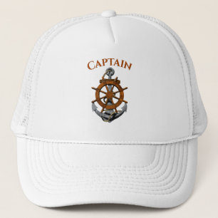 Nautical Anchor And Captain Trucker Hat