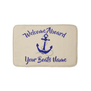 Nautical anchor and custom boat name bath mat