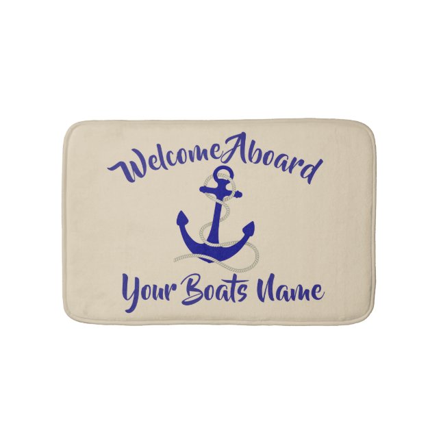 Nautical anchor and custom boat name bath mat (Front)