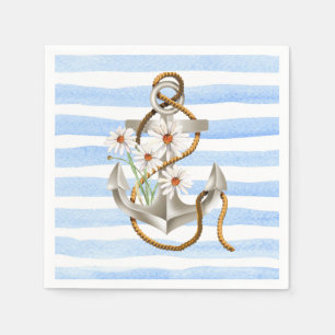 Nautical Anchor and Daisies Napkin