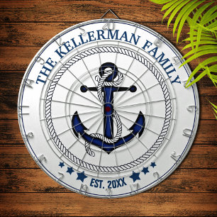Nautical Anchor and Family Name Custom Dartboard