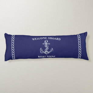 Nautical Anchor and Rope Blue Body Pillow