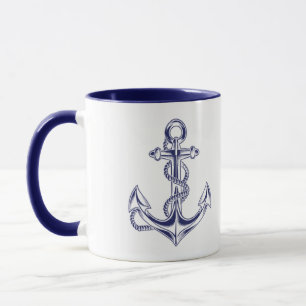 Nautical Anchor and Rope Blue Mug