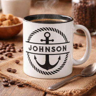 Nautical Anchor and Rope Signature  Mug