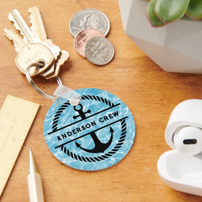 Nautical Anchor and Rope Split Monogram  Keychain (Creator Uploaded)