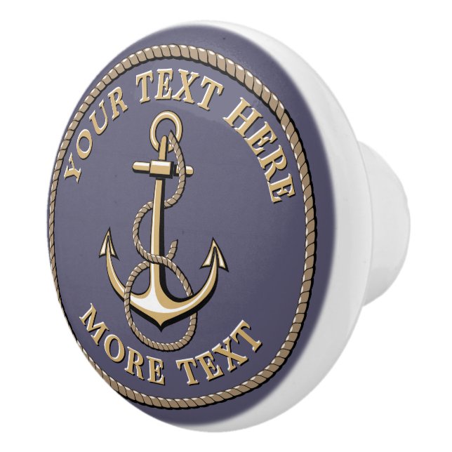 Nautical Anchor And Rope Template Ceramic Knob (Right)