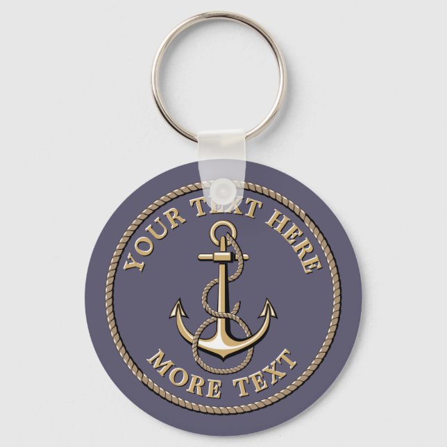 Nautical Anchor And Rope Template Keychain (Front)