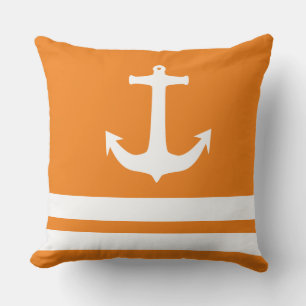 Nautical Anchor and Stripes Pattern Throw Pillow