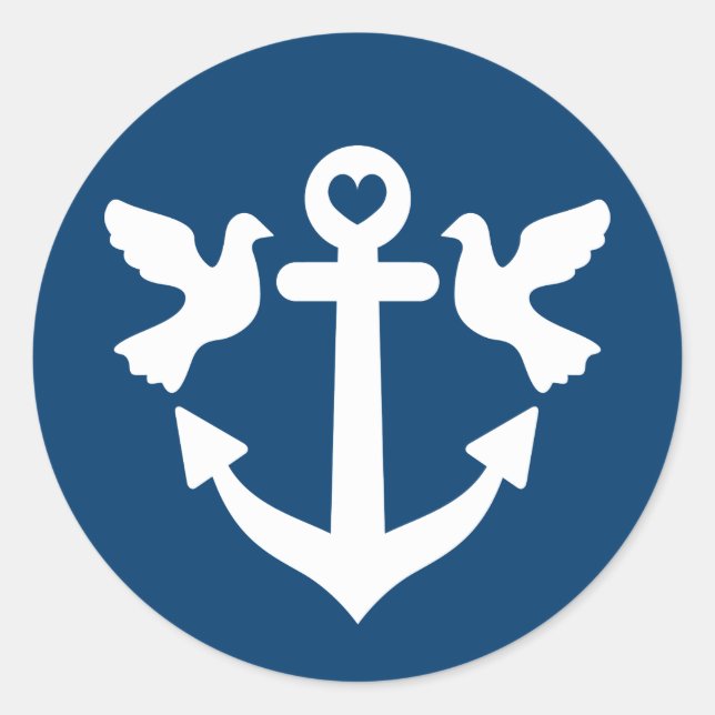 Nautical anchor and white doves wedding stickers (Front)