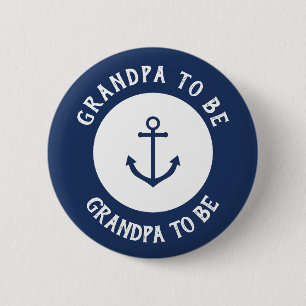Nautical anchor baby shower button - grandpa to be