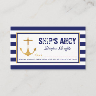 Nautical Anchor Baby Shower Diaper Raffle Ticket Enclosure Card