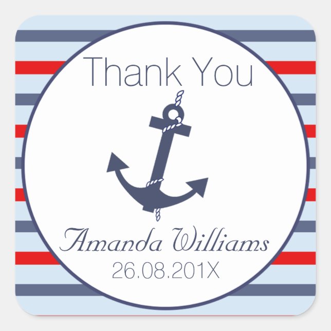 Nautical Anchor Baby Shower Favour Sticker (Front)