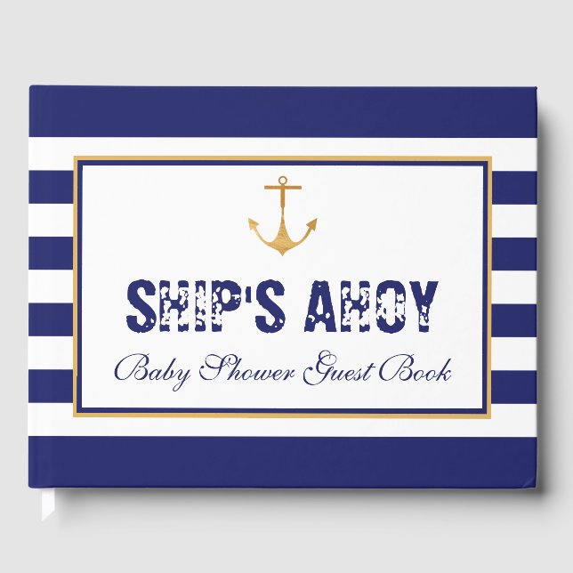 Nautical Anchor Baby Shower Guest Book (Front)