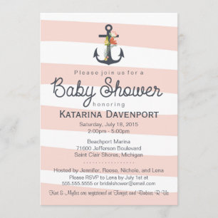 Nautical Anchor Baby Shower Invitation - Boy, Girl