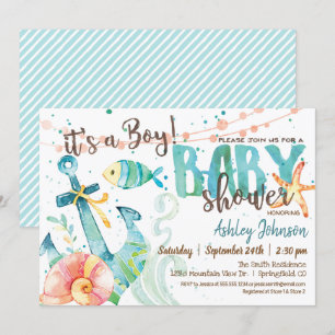 Nautical Anchor Baby Shower invitation, Boy Invitation