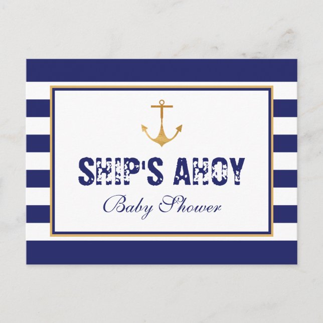 Nautical Anchor Baby Shower Invitation Postcard (Front)