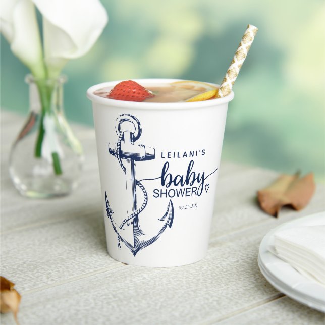 Nautical Anchor Baby Shower Paper Cups (Insitu)