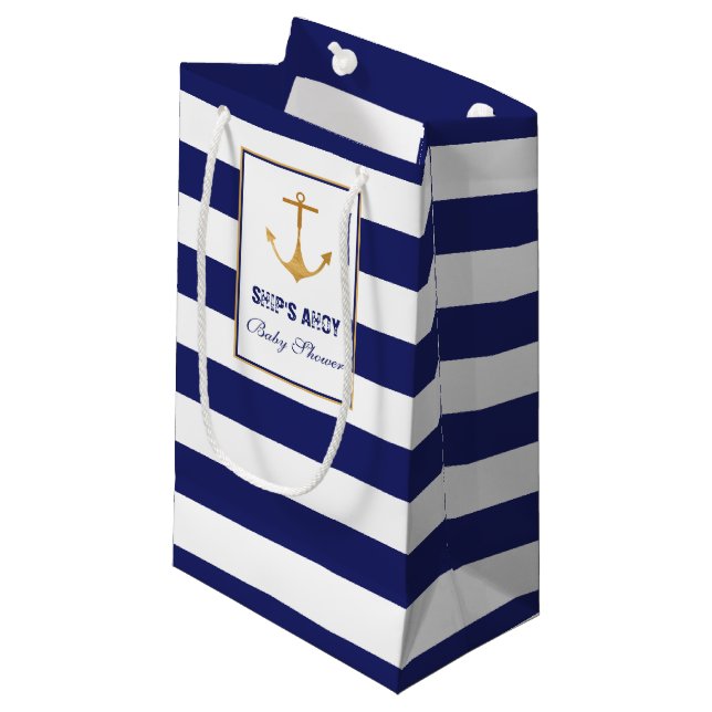 Nautical Anchor Baby Shower Small Gift Bag (Front Angled)