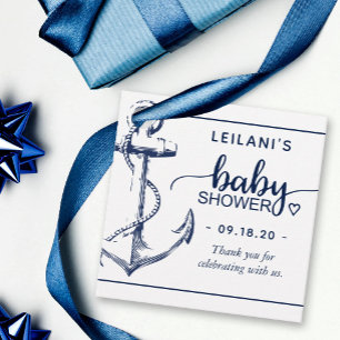 Nautical Anchor Baby Shower Thank You White Favour Tags