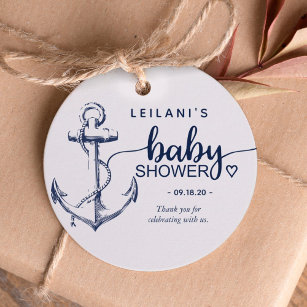 Nautical Anchor Baby Shower White Favour Tags