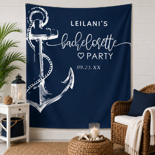 Nautical Anchor Bachelorette Navy Tapestry