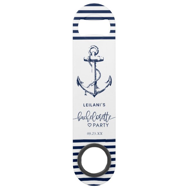 Nautical Anchor Bachelorette White Bar Key (Front)