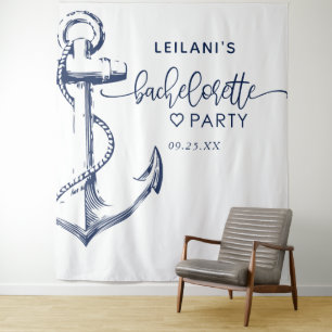 Nautical Anchor Bachelorette White Tapestry