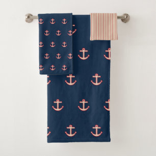 Nautical Anchor Bath Towels Set Gift