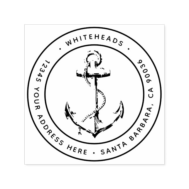 Nautical Anchor Beach Address Self-inking Stamp (Design)