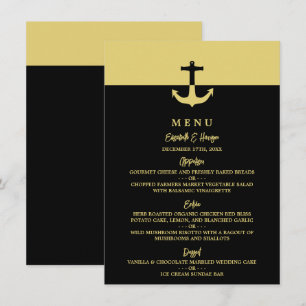 Nautical Anchor - Black Gold - Beach Wedding Menu