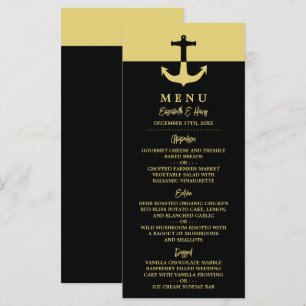 Nautical Anchor - Black Gold - Beach Wedding Menu