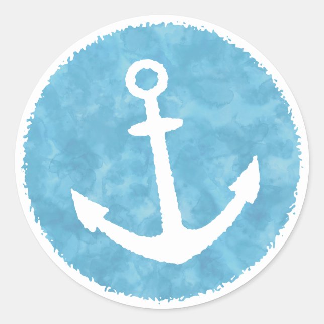 Nautical Anchor Blue Baby Shower Classic Round Sticker (Front)