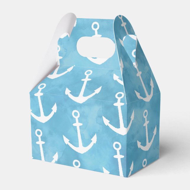 Nautical Anchor Blue Baby Shower Favor Box (Front Side)