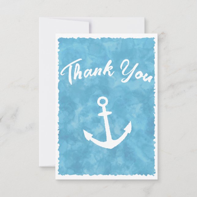 Nautical Anchor Blue Baby Shower Thank You Card (Front)
