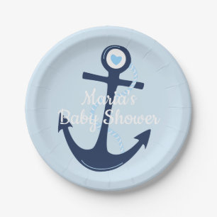 Nautical Anchor Blue Boy Baby Shower Plate