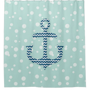Nautical Anchor Blue Bubbles Shower Curtain