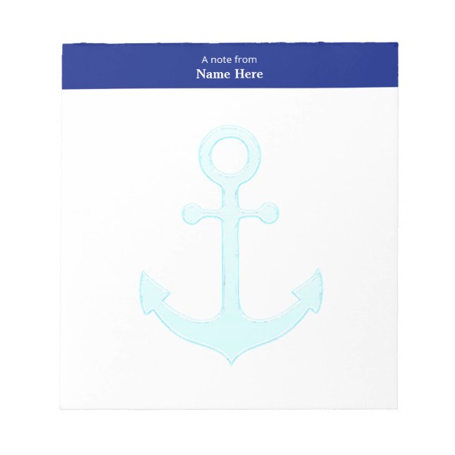 Nautical Anchor & Blue Header Simple Notepad (Front)