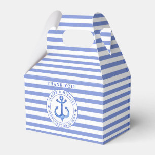 Nautical Anchor Blue Striped Thank You Wedding Favor Box