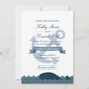 Nautical Anchor & Blue Whale Wedding Invitations