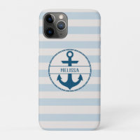 Nautical Anchor Blue White Personalized