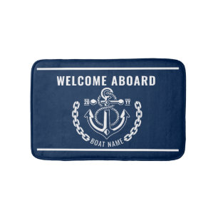 Nautical Anchor Boat & Captain Name Bath Mats