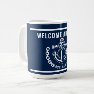 Nautical Anchor Boat & Captain Name Coffee Mug