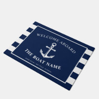 Nautical Anchor Boat & Captain Name Navy Stripes