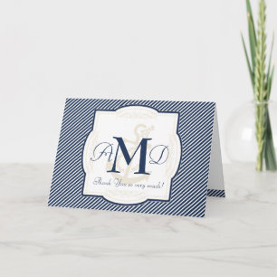 Nautical Anchor Boat Diagonal Stripes Swirl Modern Thank You Card