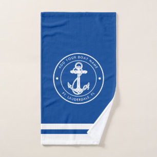 Nautical Anchor Boat Name Any Color Hand Towel