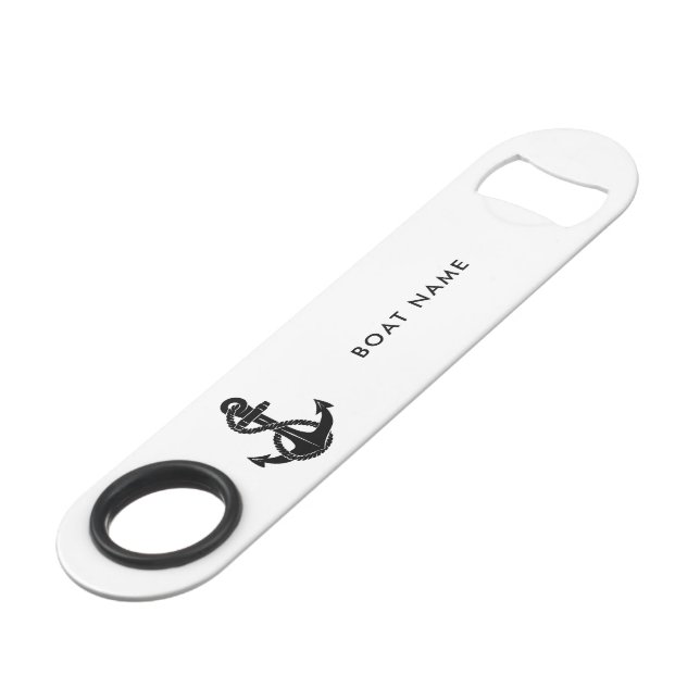 Nautical Anchor Boat Name Beach House Custom Bar Key (Front Angled)